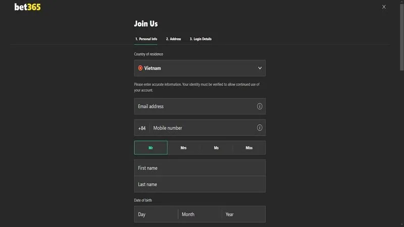 C&aacute;ch đăng k&yacute; t&agrave;i khoản Bet365 cho người mới